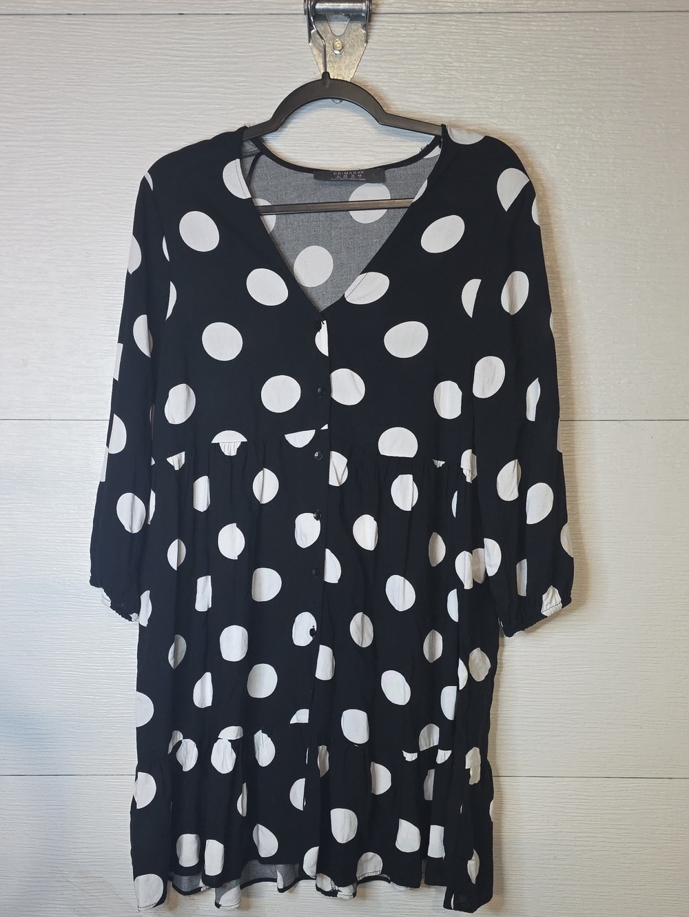 Primark Polka Dot V-Neck Black Tunic Top